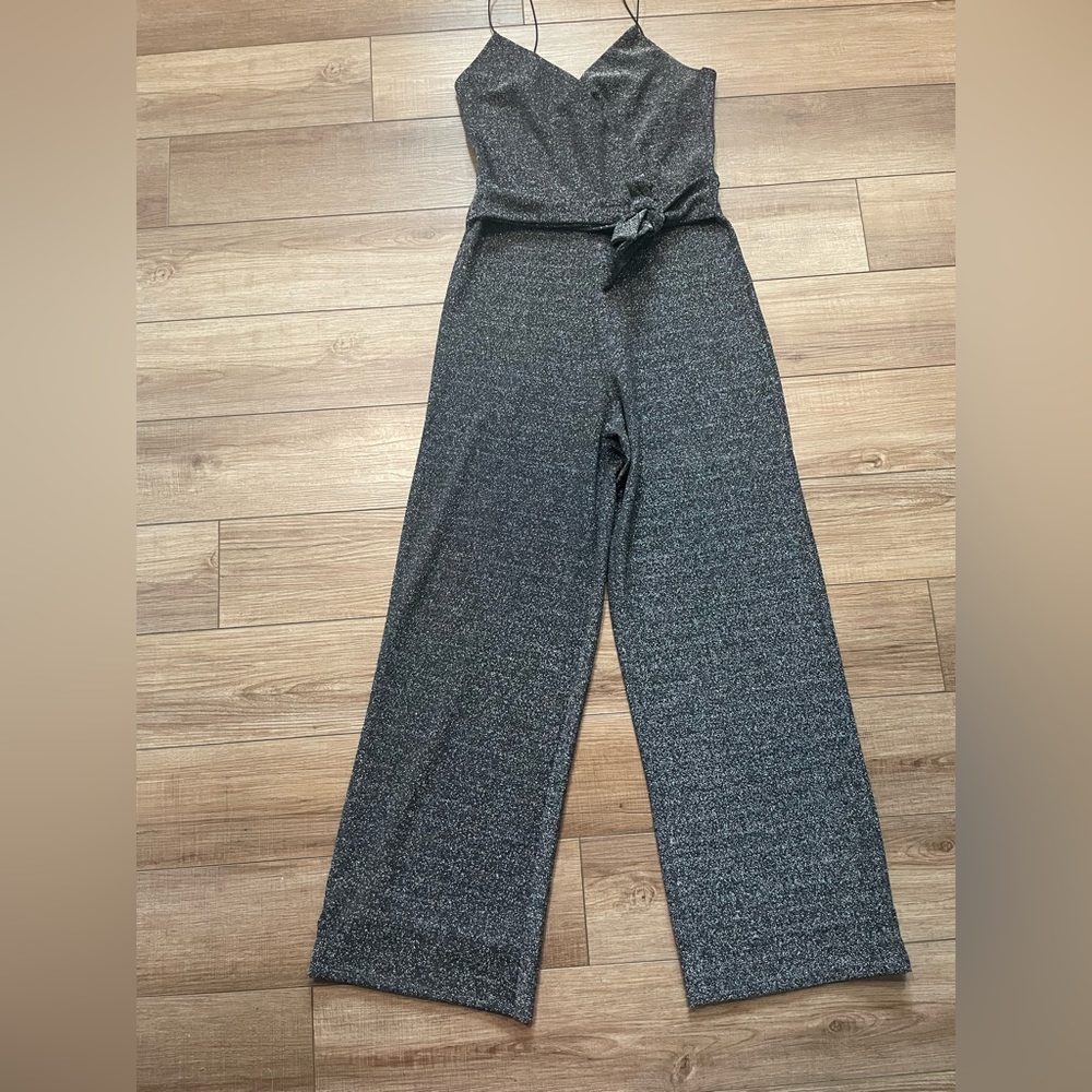 Wide leg sleeveless jumpsuit - Silver sparkle